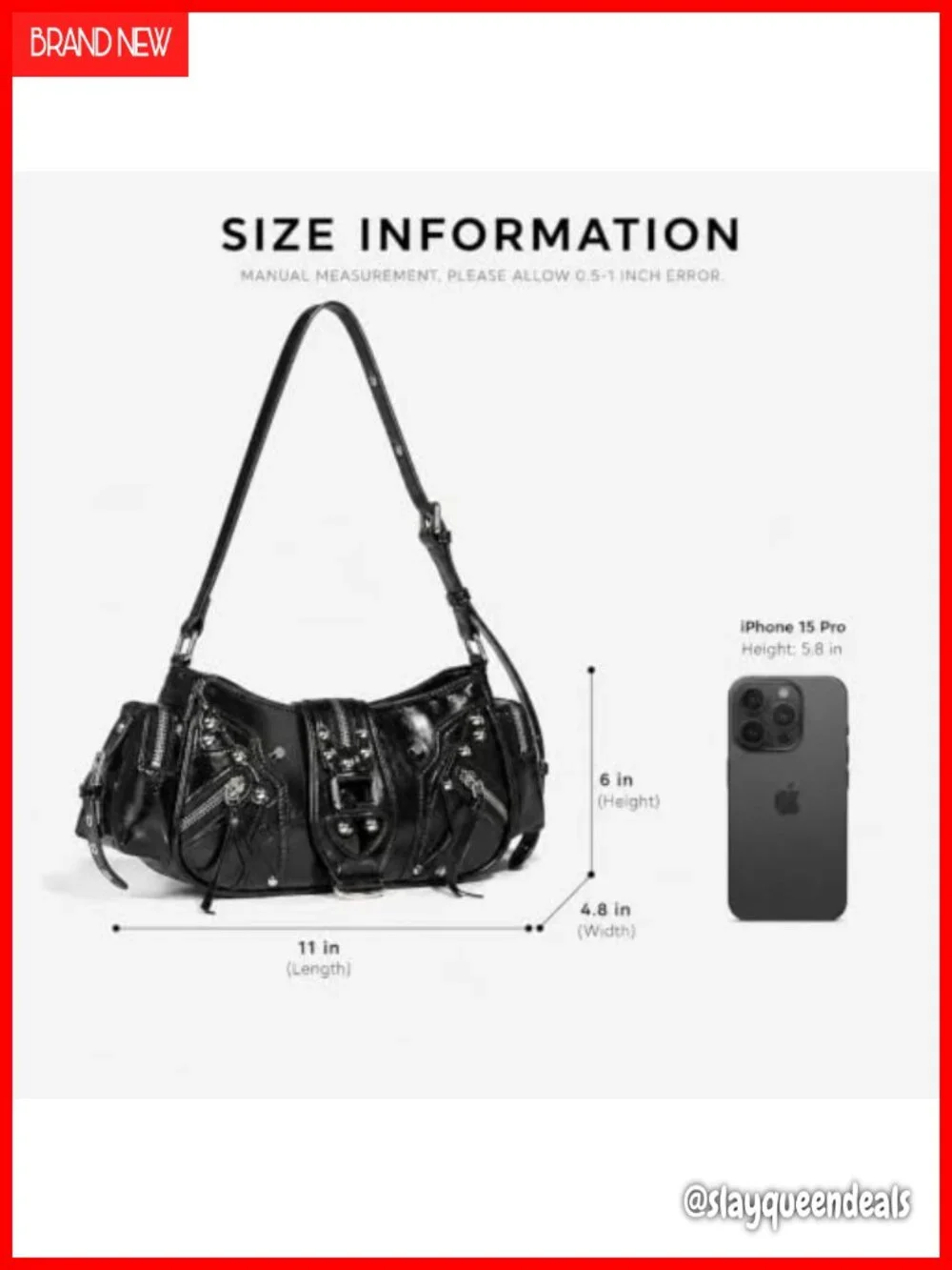 Y2K Hobo Shoulder Bag for Women, Coquette Punk Purse, Leather Handbag